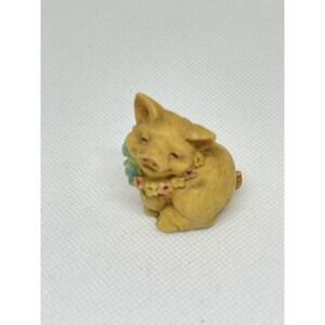 1993 Pigsville Figurine Piglet‎ Floral Leigh Bow Home Decor Animal VIntage TT